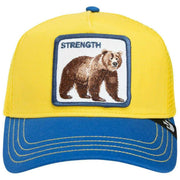 Cappello da camionista Strong Bear Fab Farm di Goorin Bros - Blu/Giallo/Marrone