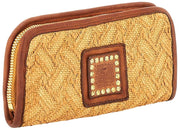 Borsa in pelle di paglia Campomaggi Veracruz - Beige naturale/abbronzatura cognac