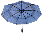 Ombrello Roka Waterloo in nylon riciclato - Pois blu scuro