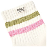 Calzini Roka Windosr Stripe Crew - Avocado/Rosa Garofano