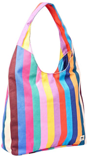 Borsa a tracolla grande in tela di cotone Roka Hoxton - Ampia multirighe