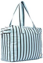 Borsa a tracolla media in tela di cotone Roka Sloane - striscia blu