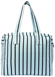 Borsa a tracolla media in tela di cotone Roka Sloane - striscia blu