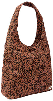 Borsa a tracolla grande in tela di cotone Roka Hoxton - Mini Leopard Brown