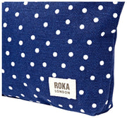 Custodia media in tela di cotone Roka Maida Vale - Pois blu scuro