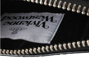 Pochette con zip piatta piccola Vivienne Westwood in coccodrillo - nera