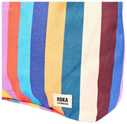 Borsa a tracolla grande in tela di cotone Roka Hoxton - Ampia multirighe