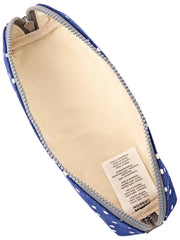 Custodia piccola in tela di cotone Roka Tate - Pois blu scuro