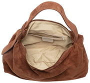 Borsa morbida in pelle scamosciata Elie Beaumont - Marrone medio