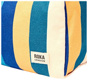 Borsa da toilette piccola Roka Mayfair in tela di cotone - Ampia multirighe