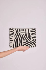 Custodia media con cerniera Hindbag Ema - Crema zebrata