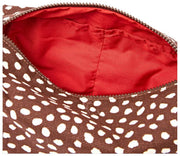 Borsa da toilette piccola in tela di cotone Roka Mayfair - Pois marrone