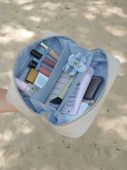 Borsa per cosmetici espandibile Stackers - Farina d'avena/Blu