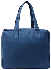 Borsa tote media in tela di cotone Roka Sloane - Blu ammiraglio