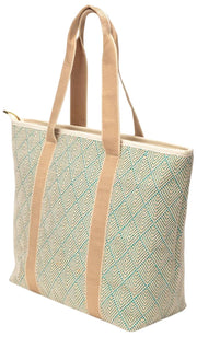 Borsa tote estiva Elie Beaumont - Tessuto intrecciato geometrico acqua