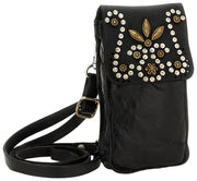Borsa porta cellulare Campomaggi Siena Stud - nera