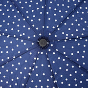Ombrello Roka Waterloo in nylon riciclato - Pois blu scuro