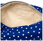 Borsa da toilette piccola Roka Mayfair in tela di cotone - Pois blu scuro