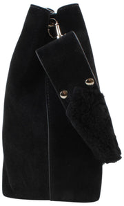 Borsa a tracolla piccola Vivienne Westwood Lottie in pelle scamosciata - Nera