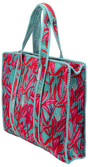 Borsa tote in velluto Serendipity Elie Beaumont - Rosa corallo giglio