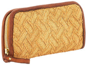 Borsa in pelle di paglia Campomaggi Veracruz - Beige naturale/abbronzatura cognac