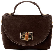 Borsa Mini Bambou in pelle scamosciata Elie Beaumont - Marrone cioccolato fondente