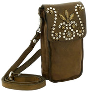 Borsa porta cellulare Campomaggi Siena Stud - Verde militare