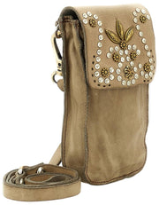 Borsa porta cellulare Campomaggi Siena Stud - Ice Beige