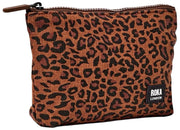 Custodia piccola in tela di cotone Roka Maida Vale - Mini Leopard Brown