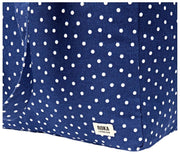 Borsa a tracolla media in tela di cotone Roka Sloane - Pois blu scuro