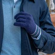 Guanti Dents Salcombe in maglia a coste - Blu scuro