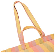 Borsa tote oversize Roka Marylebone grande in tela di cotone - multirighe sbiadite