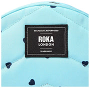 Borsa a tracolla piccola Roka Paddington in tela riciclata - Stampa cuore blu