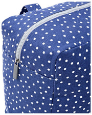 Borsa a tracolla media in tela di cotone Roka Sloane - Pois blu scuro