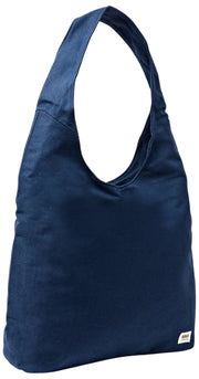 Borsa a tracolla grande in tela di cotone Roka Hoxton - Blu ammiraglio