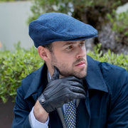 Coppola Dents Grafham in tweed a spina di pesce - Blu marino