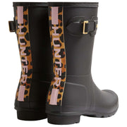 Stivali Wellington Hunter Original corti leopardati con cinturino posteriore - neri/beige