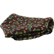 David Van Hagen Small Paisley Silk Pocket Square - Wine