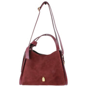 Franchetti Bond Elsa Small Handbag - Burgundy Suede/Dollaro