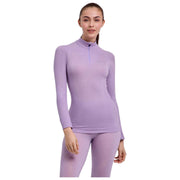 Camicia Falke a maniche lunghe in lana tecnica con vestibilità regolare con zip - Lilla chiaro