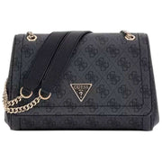Borsa GUESS Noelle II convertibile a tracolla con patta - logo nero carbone
