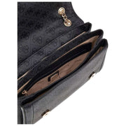 Borsa GUESS Noelle II convertibile a tracolla con patta - logo nero carbone