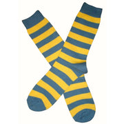 Bassin and Brown Striped Midcalf Socks - Yellow/Grey