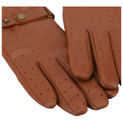 Guanti con cinturino in pelle traforata Isotoner - Tan