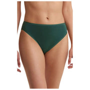 Slip Natori Bliss in cotone nudo dal taglio alto - Verde pino lucido