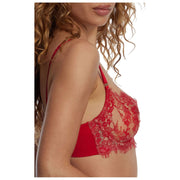 Reggiseno a balconcino in pizzo Skarlett Blue Entice - Ciliegia brillante/nylon marrone chiaro