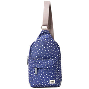 Borsa a tracolla grande in tela riciclata Roka Willesden - Pois blu scuro