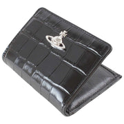 Borsa porta carte con patta sottile in coccodrillo goffrato Vivienne Westwood - nera