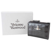 Borsa porta carte con patta sottile in coccodrillo goffrato Vivienne Westwood - nera