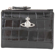 Borsa porta carte con patta sottile in coccodrillo goffrato Vivienne Westwood - nera